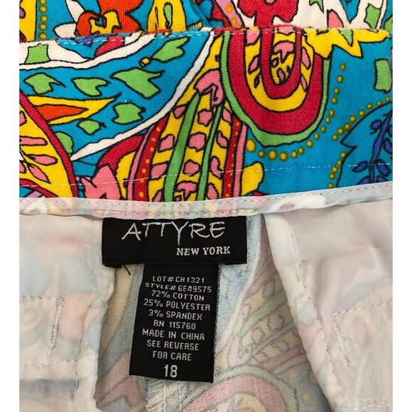 Attyre New York Womens Paisley‎ Floral Scallop Hem Shorts Size 18 Cotton Blend - Picture 7 of 7